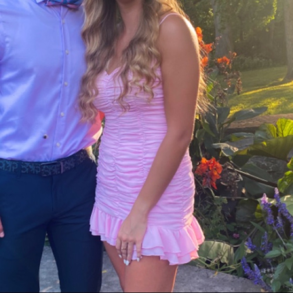 Lucy in the Sky Ruched Ruffle Dress